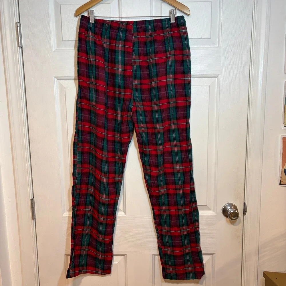 Polo Ralph Lauren Mens L Flannel Cotton‎ Pajama Pants Sleepwear Red Green Plaid